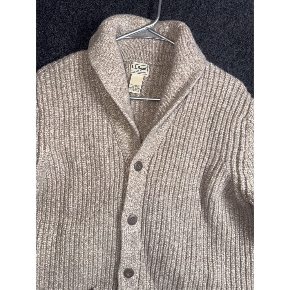 Vintage LL Bean Classic Wool Shawl Collar Cardigan Sweater Size 2XL